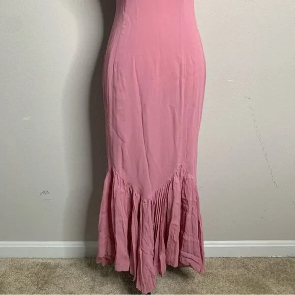Reformation Aiko Pink Pleated Hem Midi Dress - Picture 9 of 14